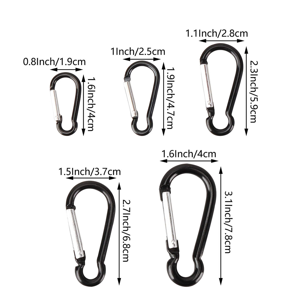 Swatom Aluminum Carabiner Clip 3.1 Inches Spring Snap Hook Keyring Carabiners Black For Camping Traveling Hiking Keychains Outdo