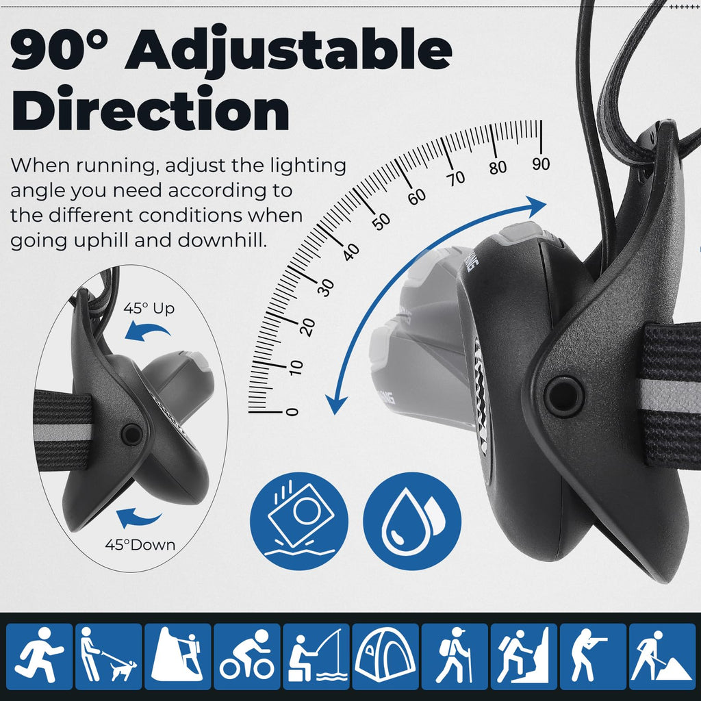 West Biking Christmas Gift Night Running Lights, Usb Rechargeable Chest Light With 90    Adjustable Beam Angle, 500 Lumens Water