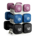 Tone Fitness 50 LB Neoprene Dumbbell Set with Storage Rack - Non-Slip, Anti-Roll Hand Weights for Home Gym Workouts - Mixed Colo