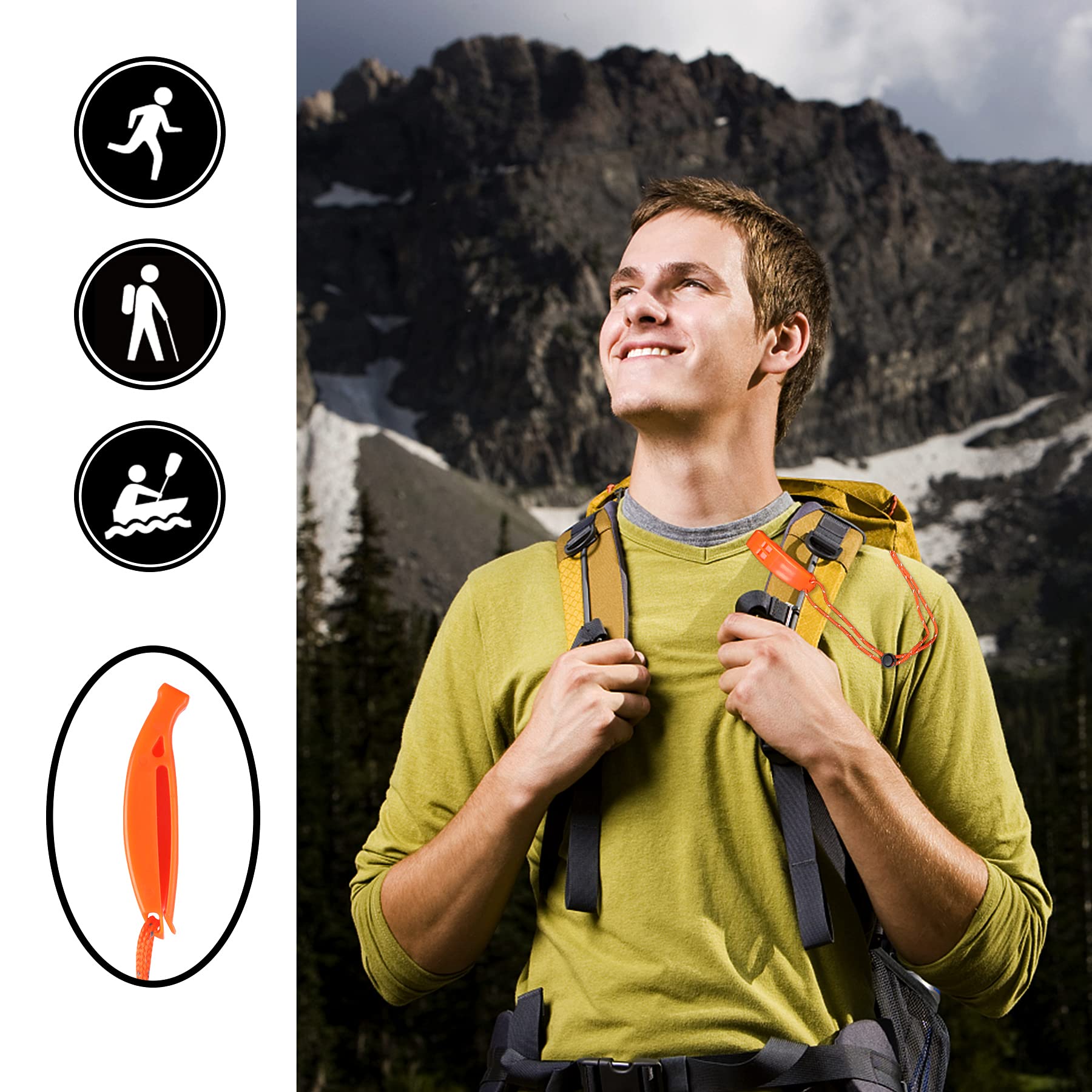 Julbear 6Pcs Emergency Whistles With Adjustable Reflective Lanyard Plastic Safety Survival Whistle Marine Boat Whistle For Boati
