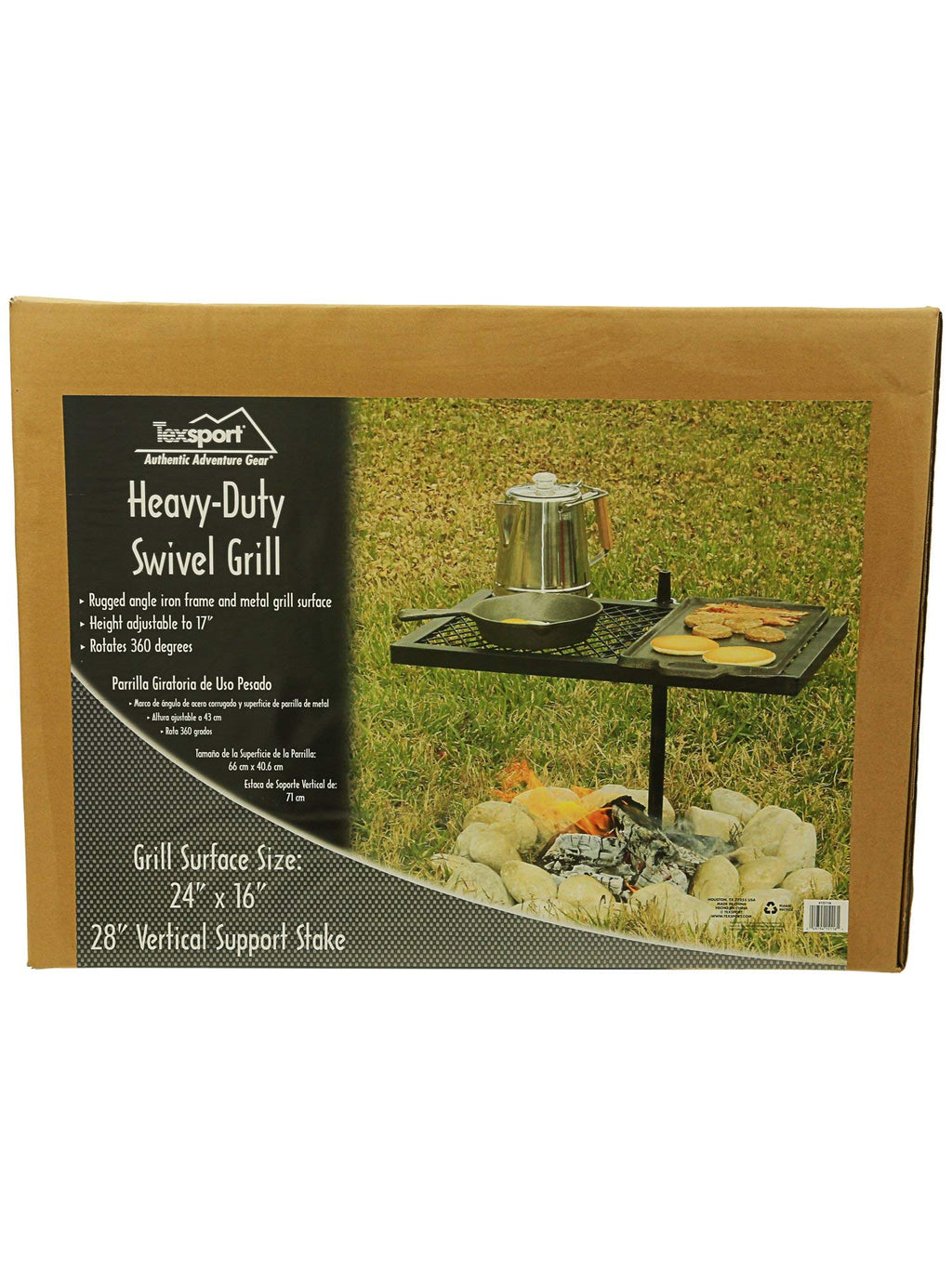 Texsport Heavy Duty Barbecue Swivel Grill For Outdoor Bbq Over Open Fire