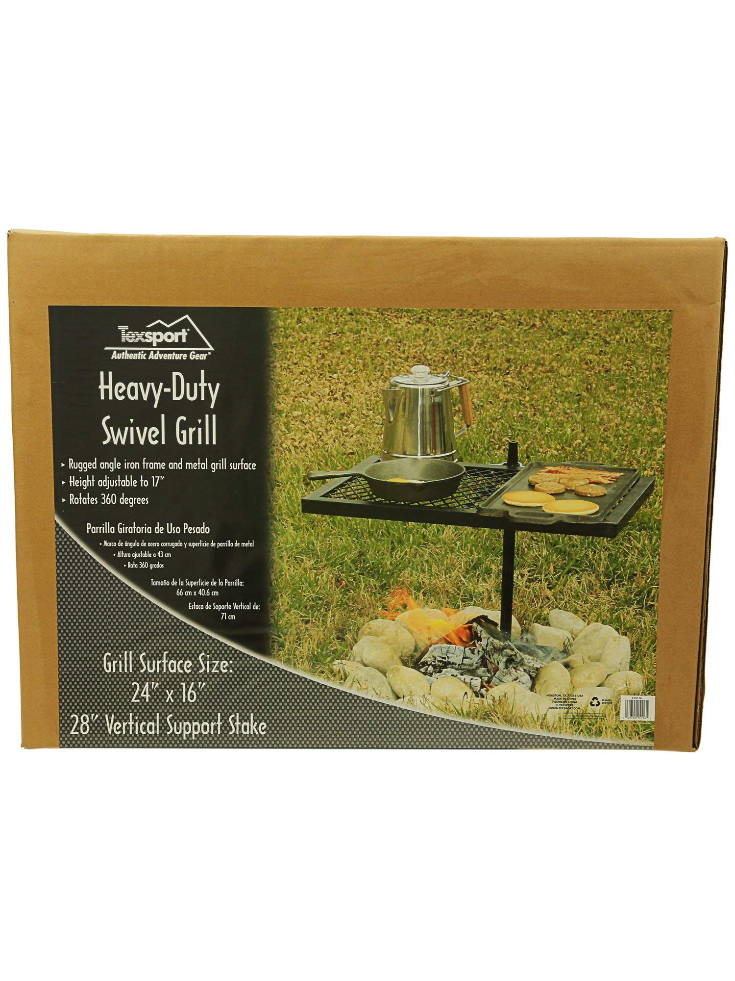 Texsport Heavy Duty Barbecue Swivel Grill For Outdoor Bbq Over Open Fire