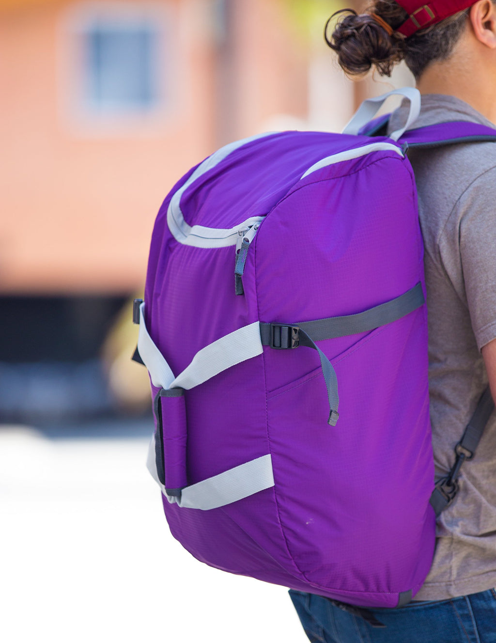 Dbest Products Smart Backpack, Purple And Grey 4-1 Rolling Backpack Luggage Duffel Gym Bag Removable Dolly Laptop Tablet Pocket