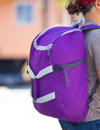 Dbest Products Smart Backpack, Purple And Grey 4-1 Rolling Backpack Luggage Duffel Gym Bag Removable Dolly Laptop Tablet Pocket