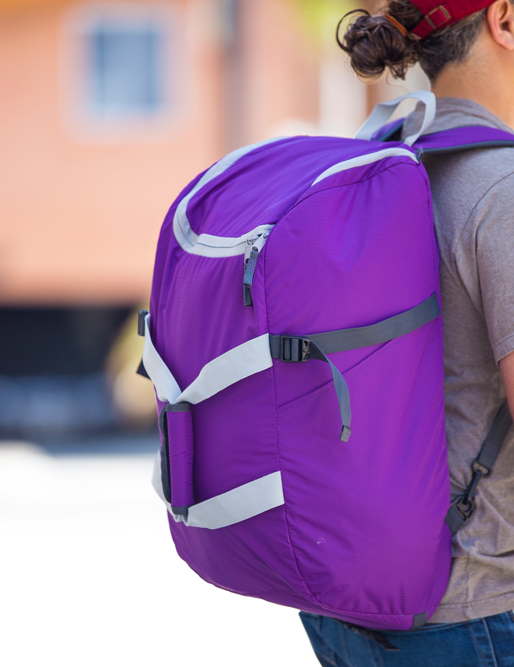 Dbest Products Smart Backpack, Purple And Grey 4-1 Rolling Backpack Luggage Duffel Gym Bag Removable Dolly Laptop Tablet Pocket