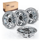 10L0L Golf Cart Ss Wheel Covers Hub Caps For Ezgo, Club Car, Yamaha - 8 Inch Snap-On Installation, Chrome, Set Of 4