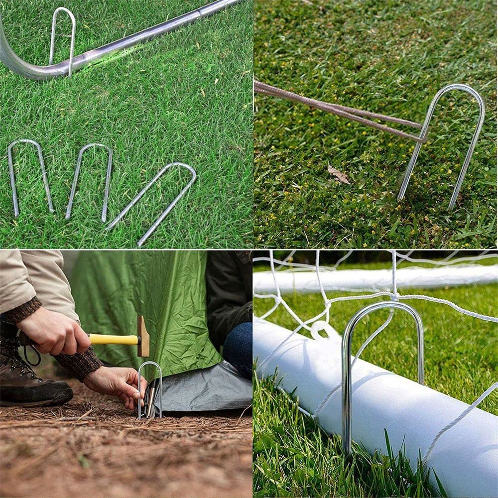 12X Heavy Duty Trampoline U-Shaped Metal Wind Stakes Goal Pegs Tent Ground Anchor