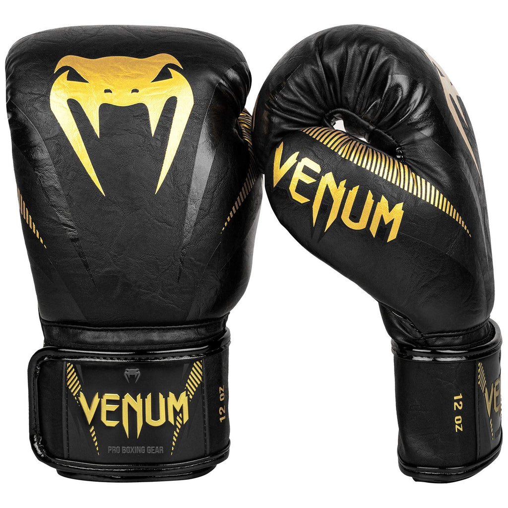 Venum Impact Boxing Gloves-Black/Gold - 10Oz