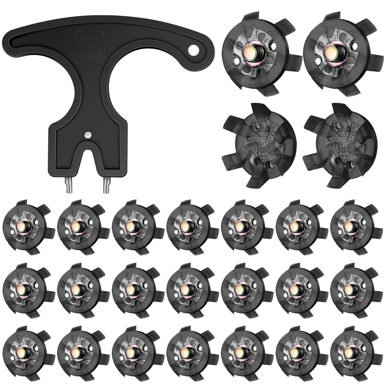 Cozypower 31 Pcs Golf Spikes Set Includes 30 Pcs Golf Cleats Replacement Black Cleats Spanner Metal Thread Screw 6 mm Dia Spike 