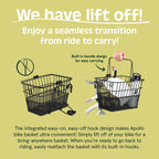 Retrospec Bicycles Detachable Steel Half-Mesh Apollo Bike Basket with Handles, Black