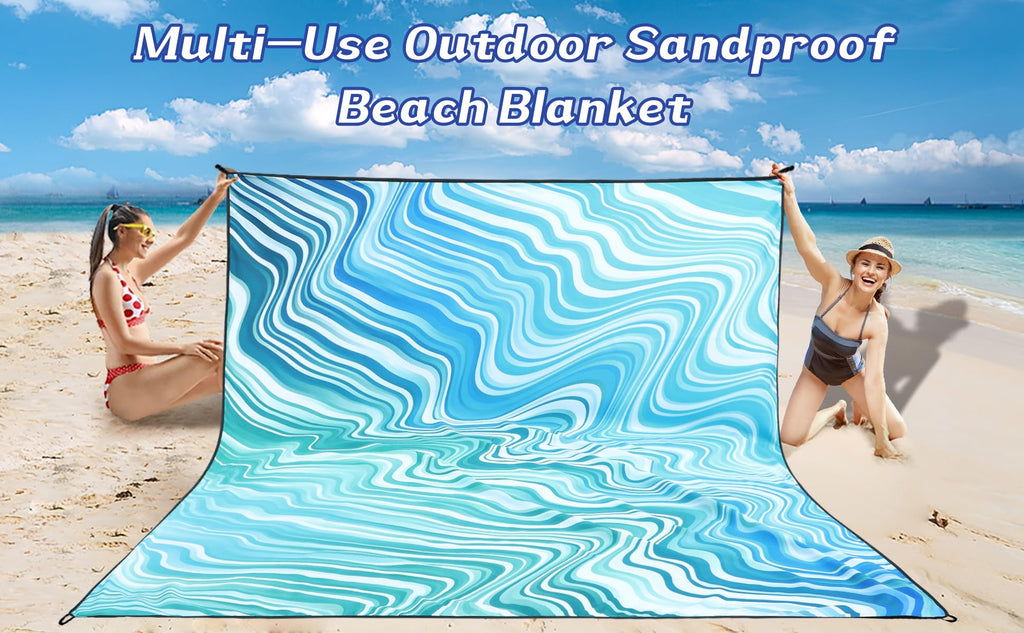 Beach Blanket Waterproof Sandproof Beach Mat 79 X 83/10'X9'For 2-8 Adults Quick Drying Outdoor Picnic Mat Beach Accessories For