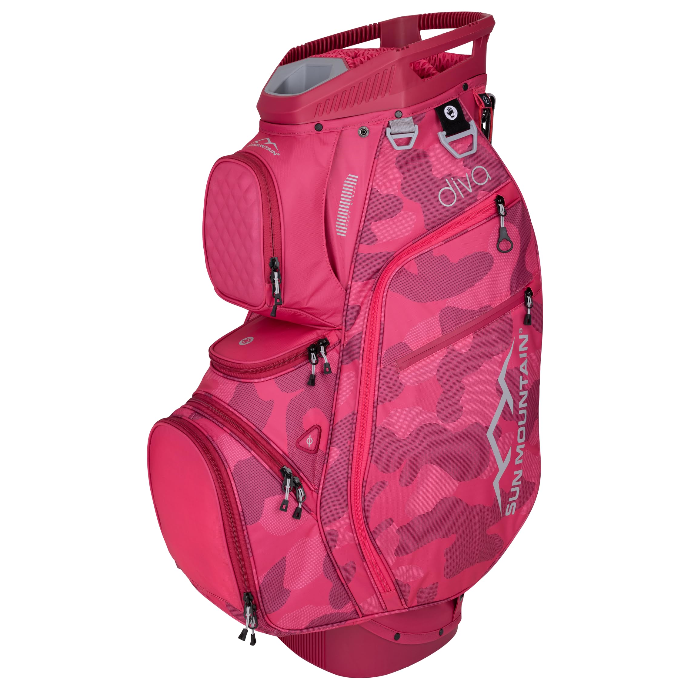 Sun Mountain Womens Diva Lightweight Cart Golf Bag, 14-Way Top, 2025 Model, Rose Pink Camo