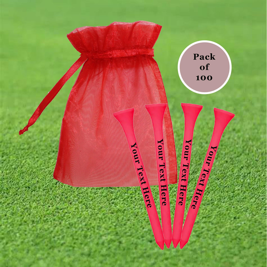 100 Count Personalized 2 3/4'' Pink Wooden Golf Tees Upload Your Own Text