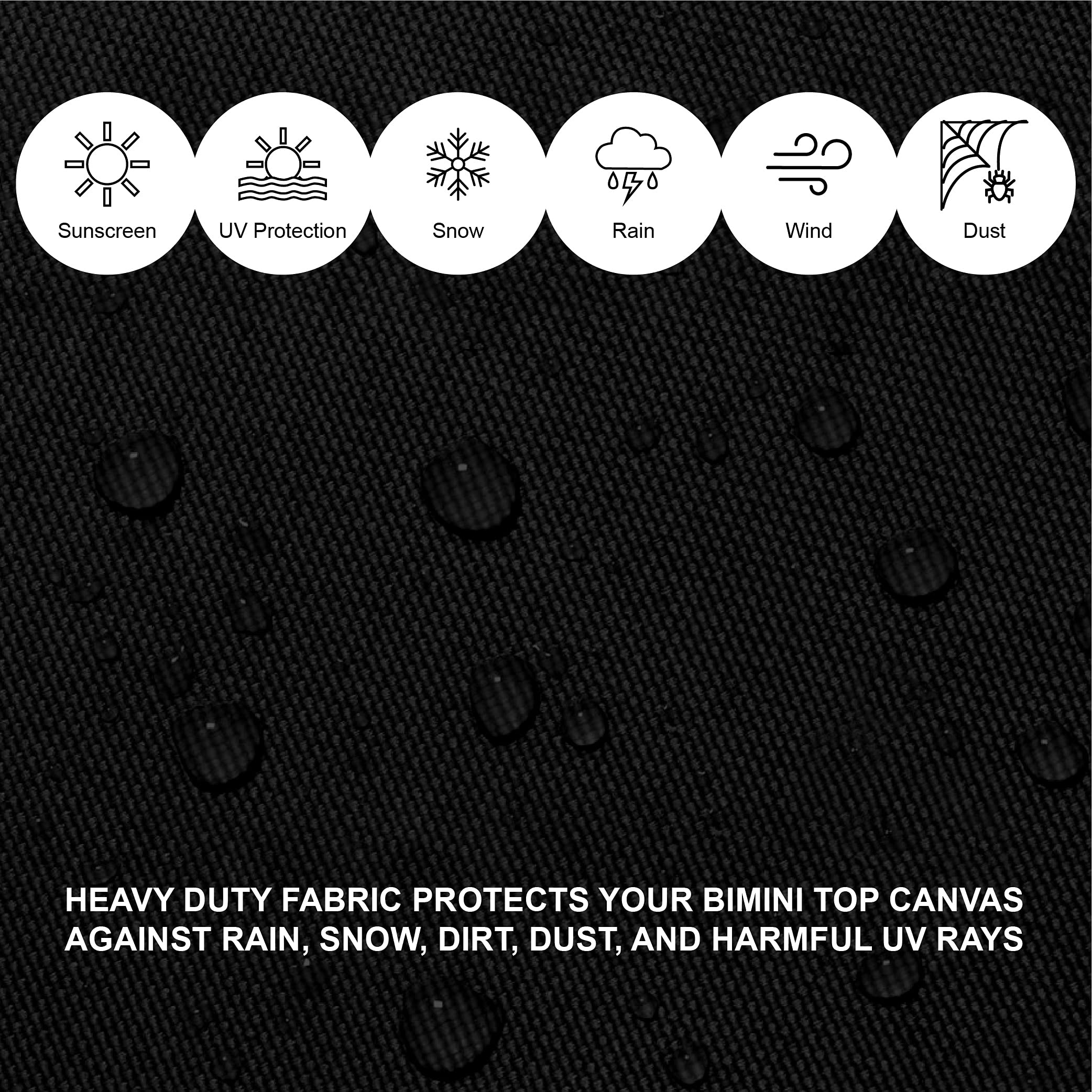 Savvycraft Bimini Top Storage Boot 61''-66'' Width Black Color, Waterproof Uv Protection Bimini Top Replacement Boot, Fit Round