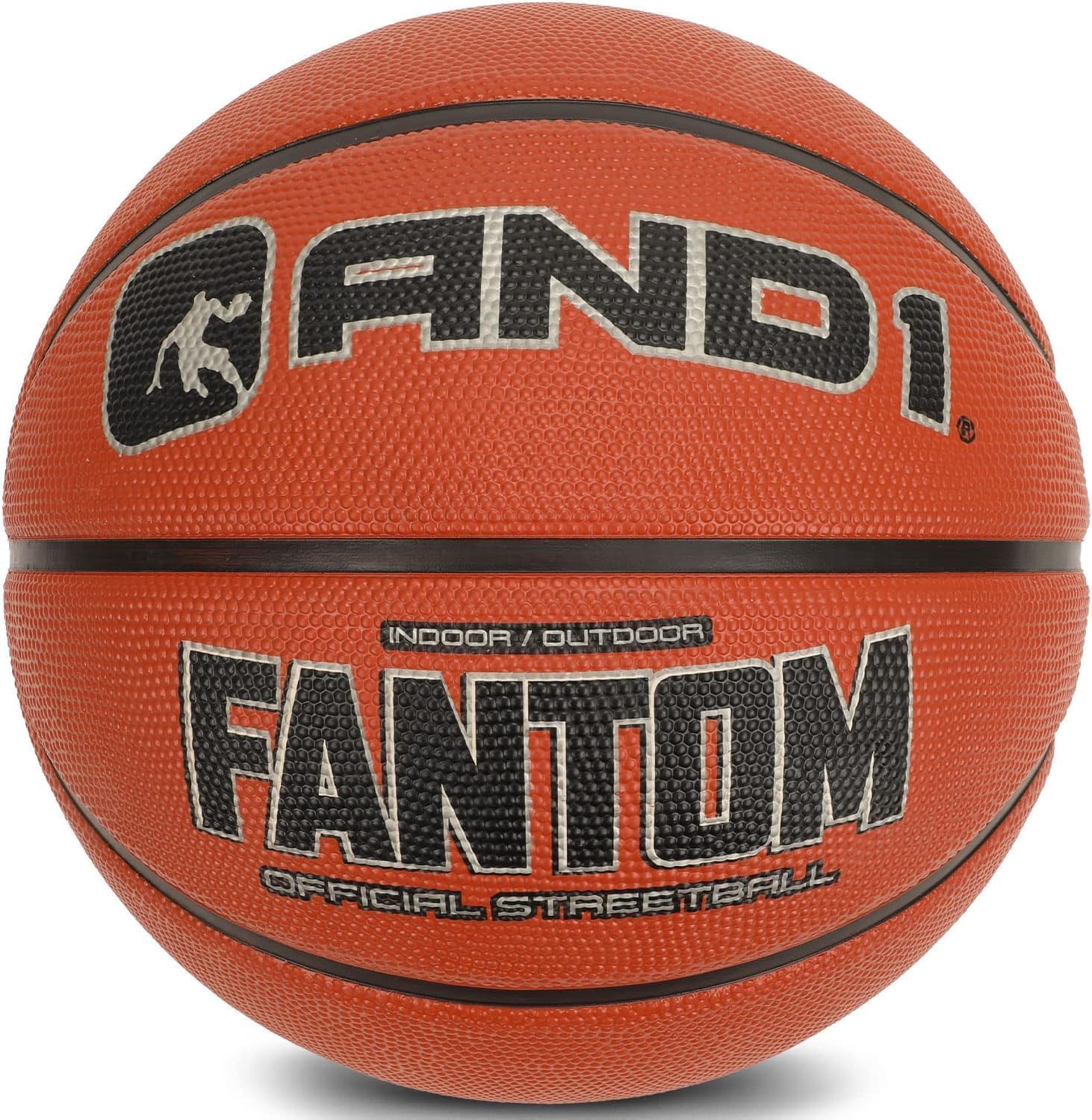AND1 Fantom Rubber Basketball: Official Regulation Size 7 (29.5 inches) - Deep Channel Construction Streetball, Made for Indoor 