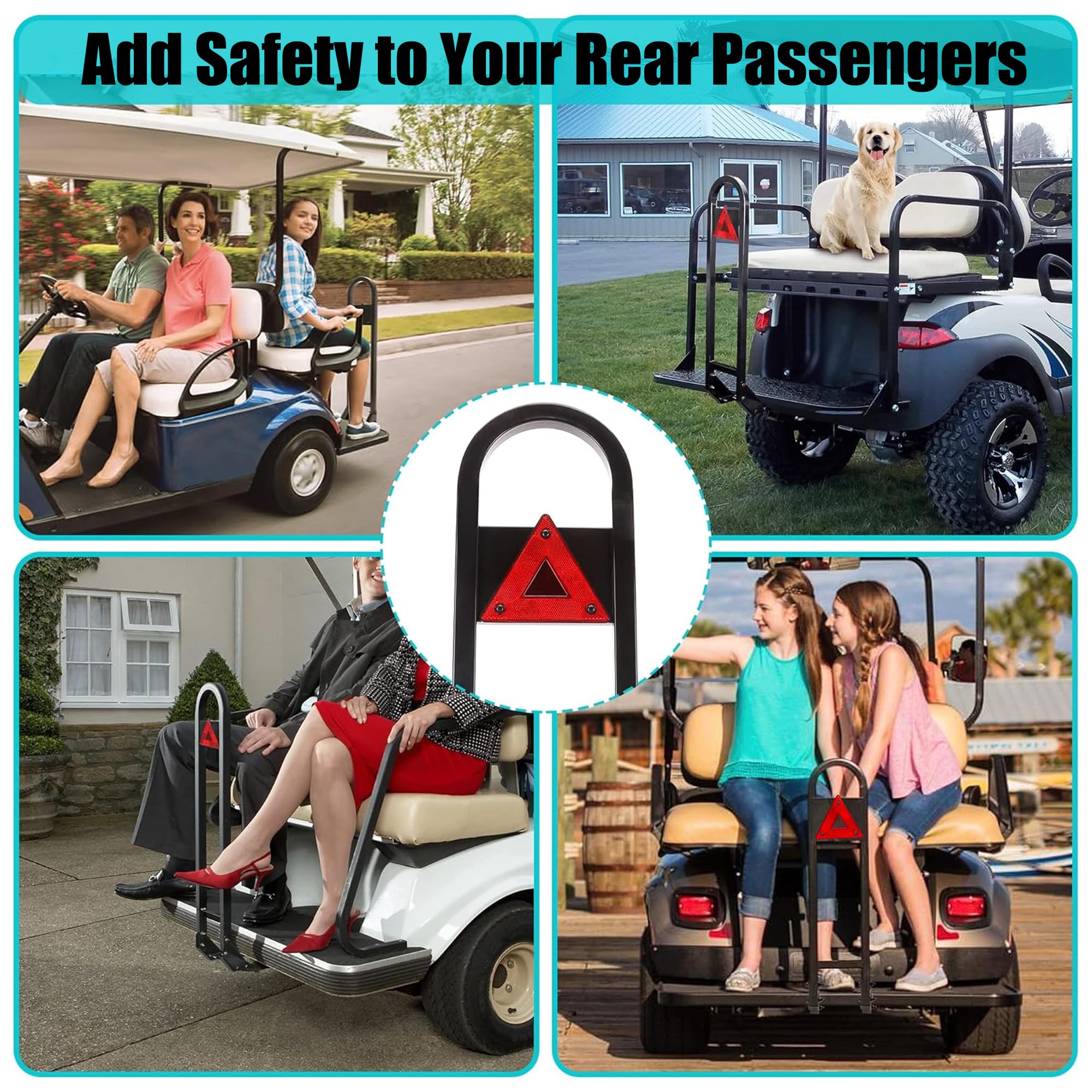 10L0L Newest Universal Golf Cart Rear Seat Safety Grab Bar, Heavy Duty Rear Seat Hand Rail Grab Bar Add Safety To Your Rear Pass