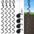 XYADX 22.4 Inch Ground Anchor Screw in,4 Pack Trampoline Stakes Anchor Kit,Heavy Duty Spiral Windproof Tie Down Kit with T-Hook&