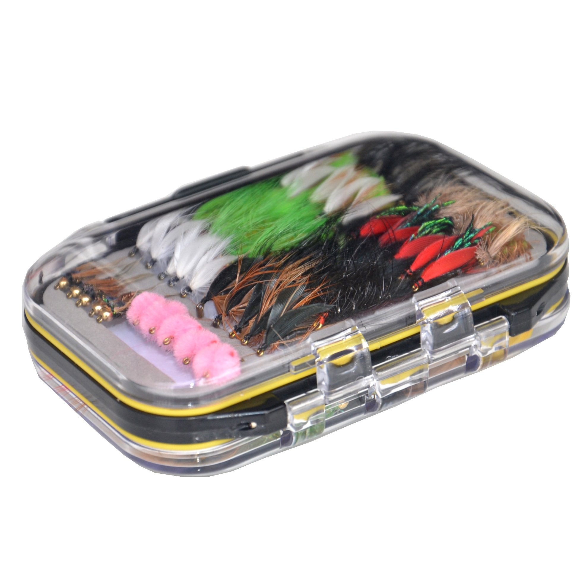 Outdoor Planet Double Side Waterproof Pocketed Fly Box Packed With 100 Assorted Dry Flies Fishing Package