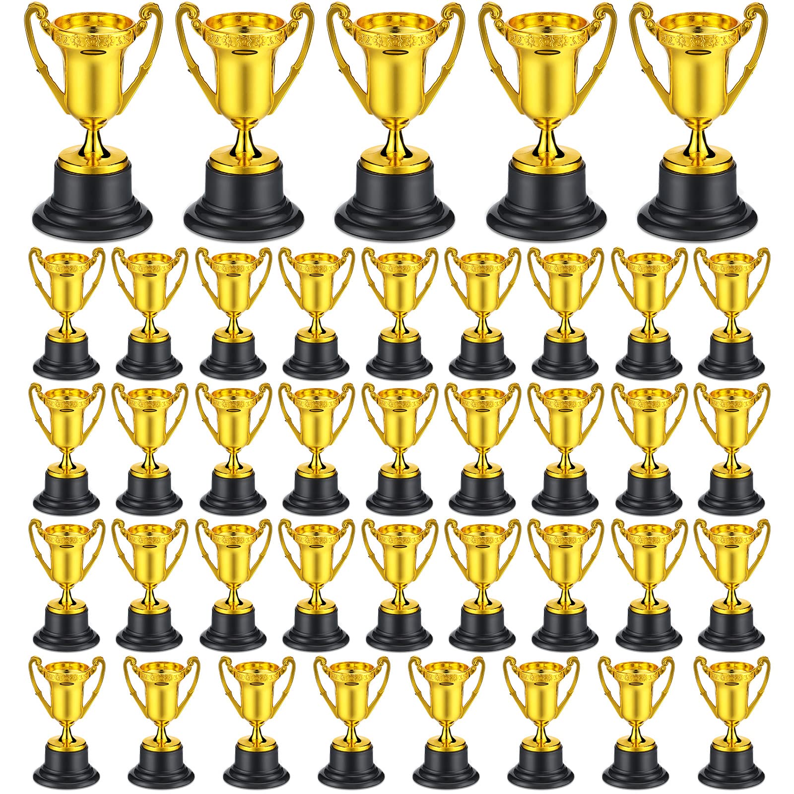 40 Pack Mini Trophies Bulk Small Tiny Plastic Trophies for Kids 3.4 Inch Little Gold Award Cup Class School Reward Sport Tournam