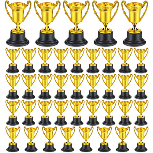 40 Pack Mini Trophies Bulk Small Tiny Plastic Trophies for Kids 3.4 Inch Little Gold Award Cup Class School Reward Sport Tournam