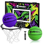 AND1 Over The Door Mini Basketball Hoop: 18x12 Shatterproof Backboard, 2 Mini Basketballs, and Hand Pump Included- Ultimate Indo