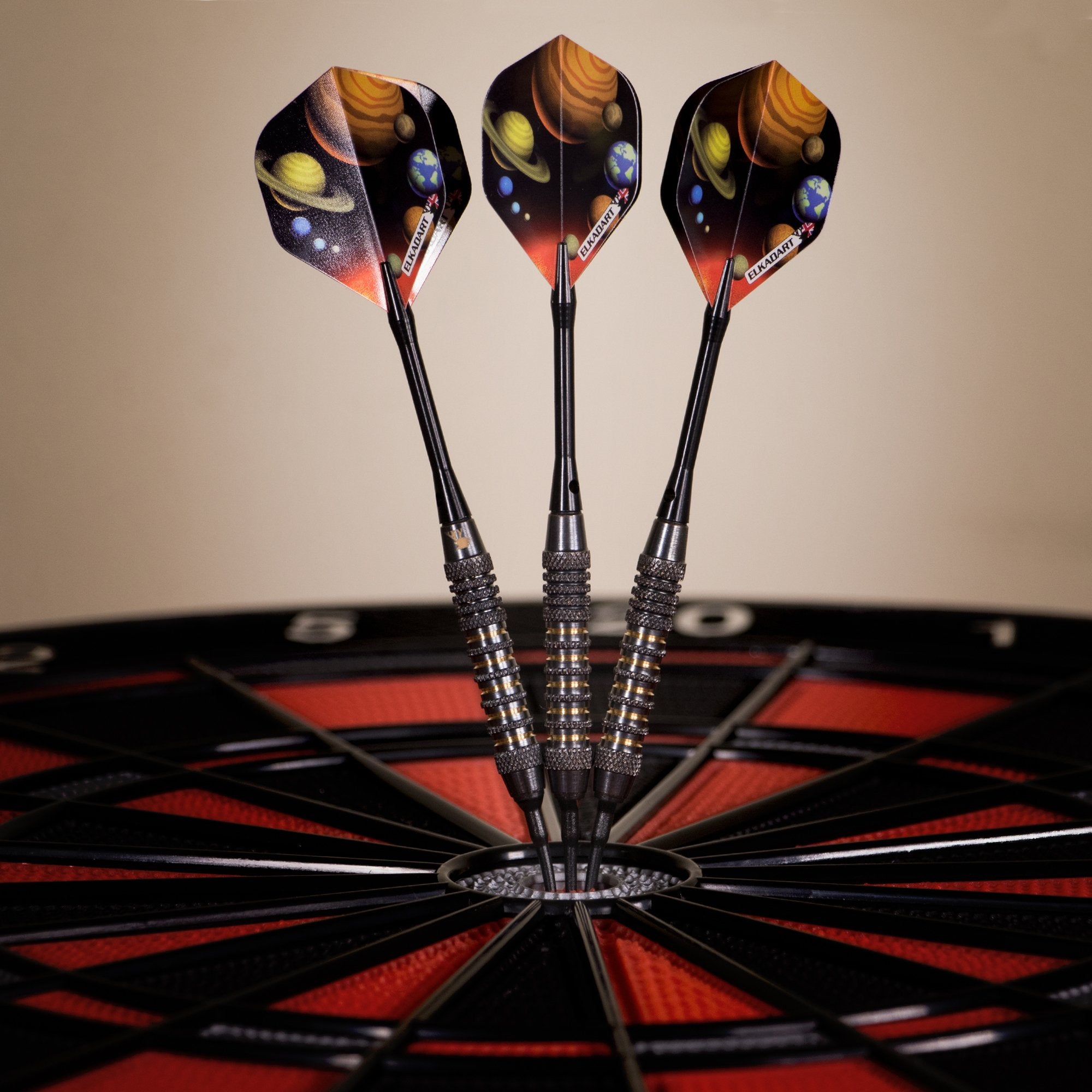 Elkadart Orbital Soft Tip Darts With Storage/Travel Case, Ringed, 18G,Black