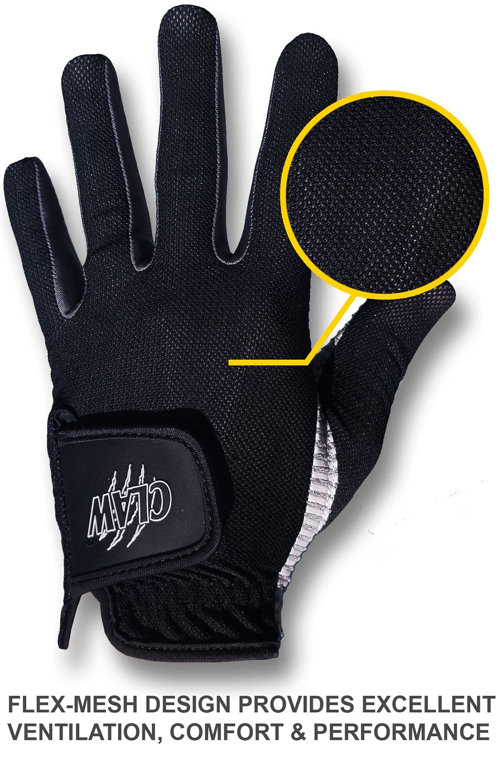 Caddydaddy Claw Golf Glove For Men - Breathable, Long Lasting Golf Glove (Black, X-Large, Right)