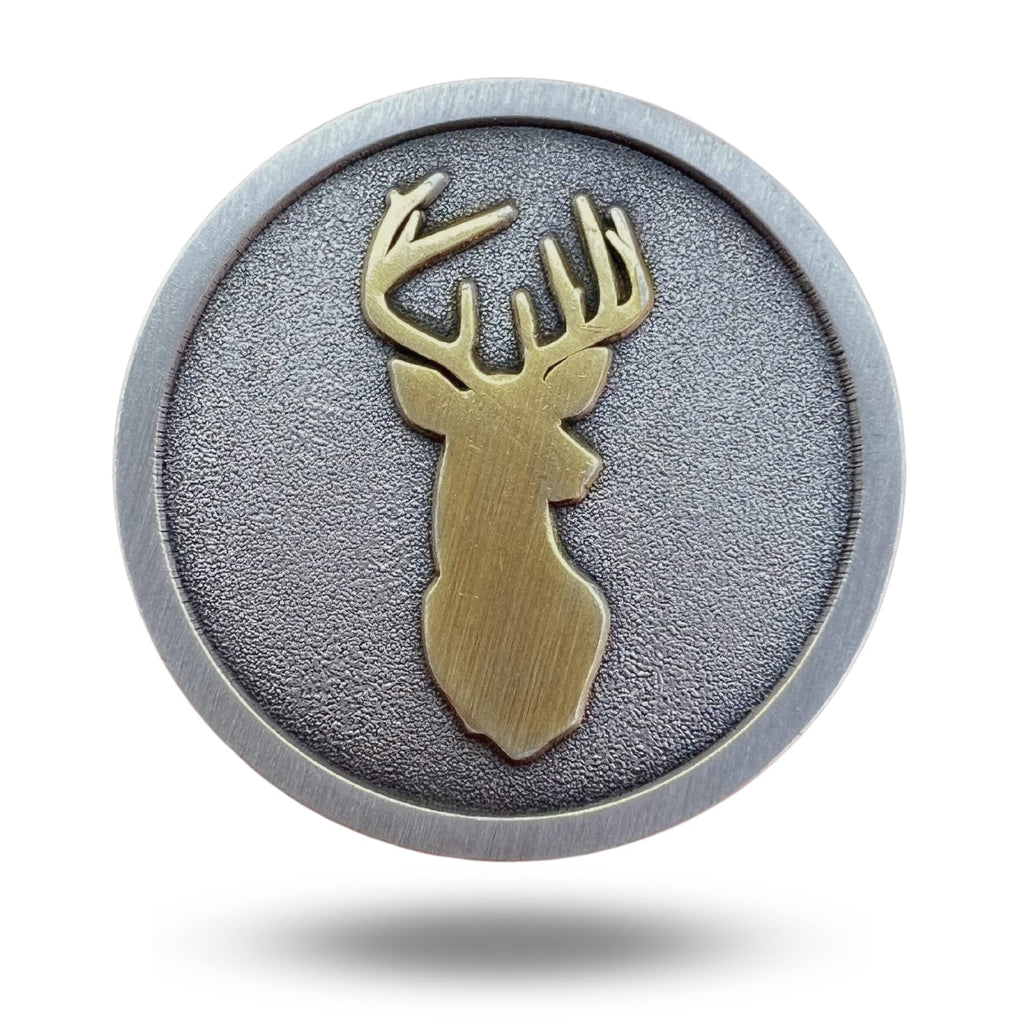 Full Metal Markers Trophy Buck Deer Unique Magnetic Metal Golf Ball Marker Accessory With Hat Clip For Men And Women (1 Ball Mar