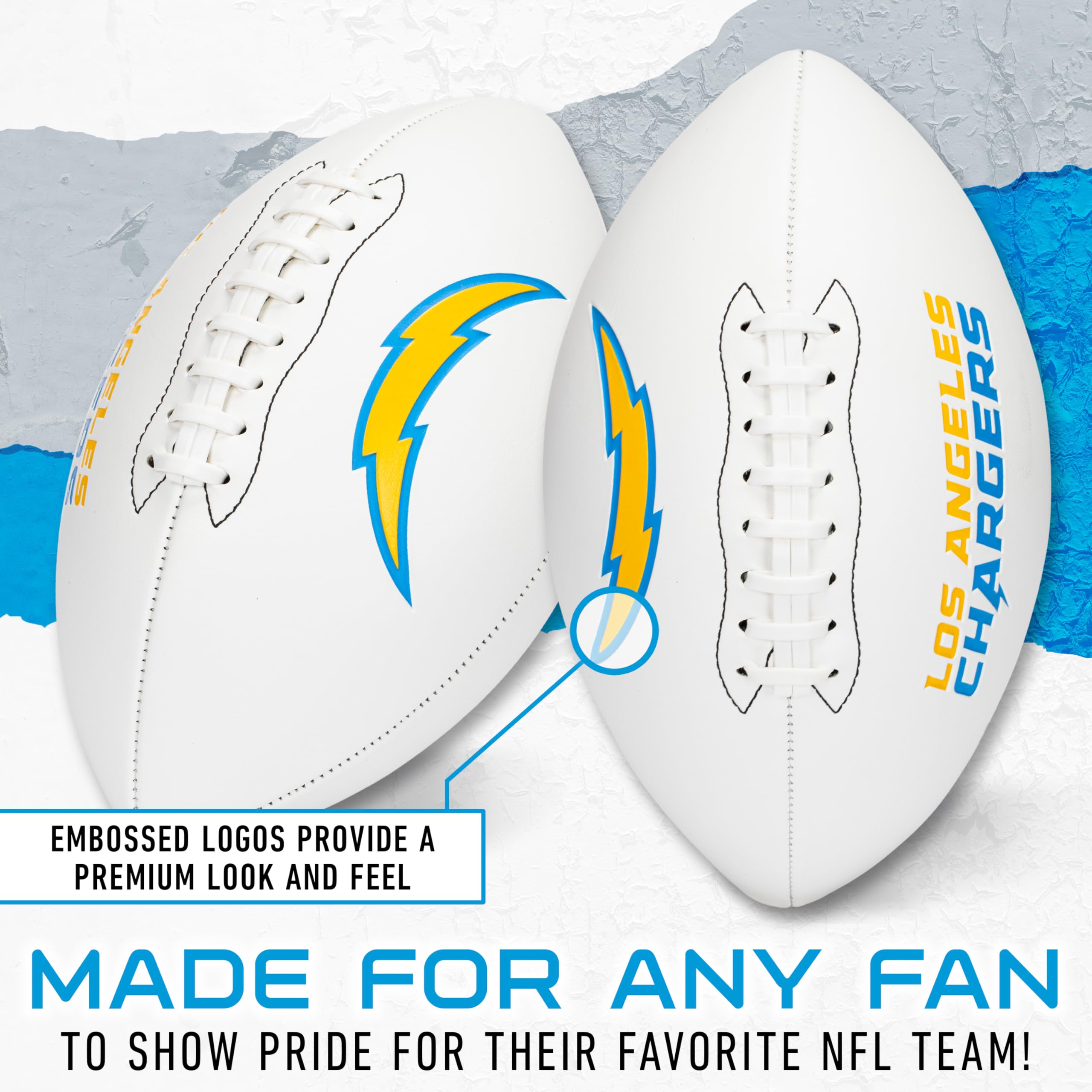 Franklin Sports Nfl Los Angeles Chargers Autograph Football - Official Size White Panel Souvenir Football For Autographs + Signa