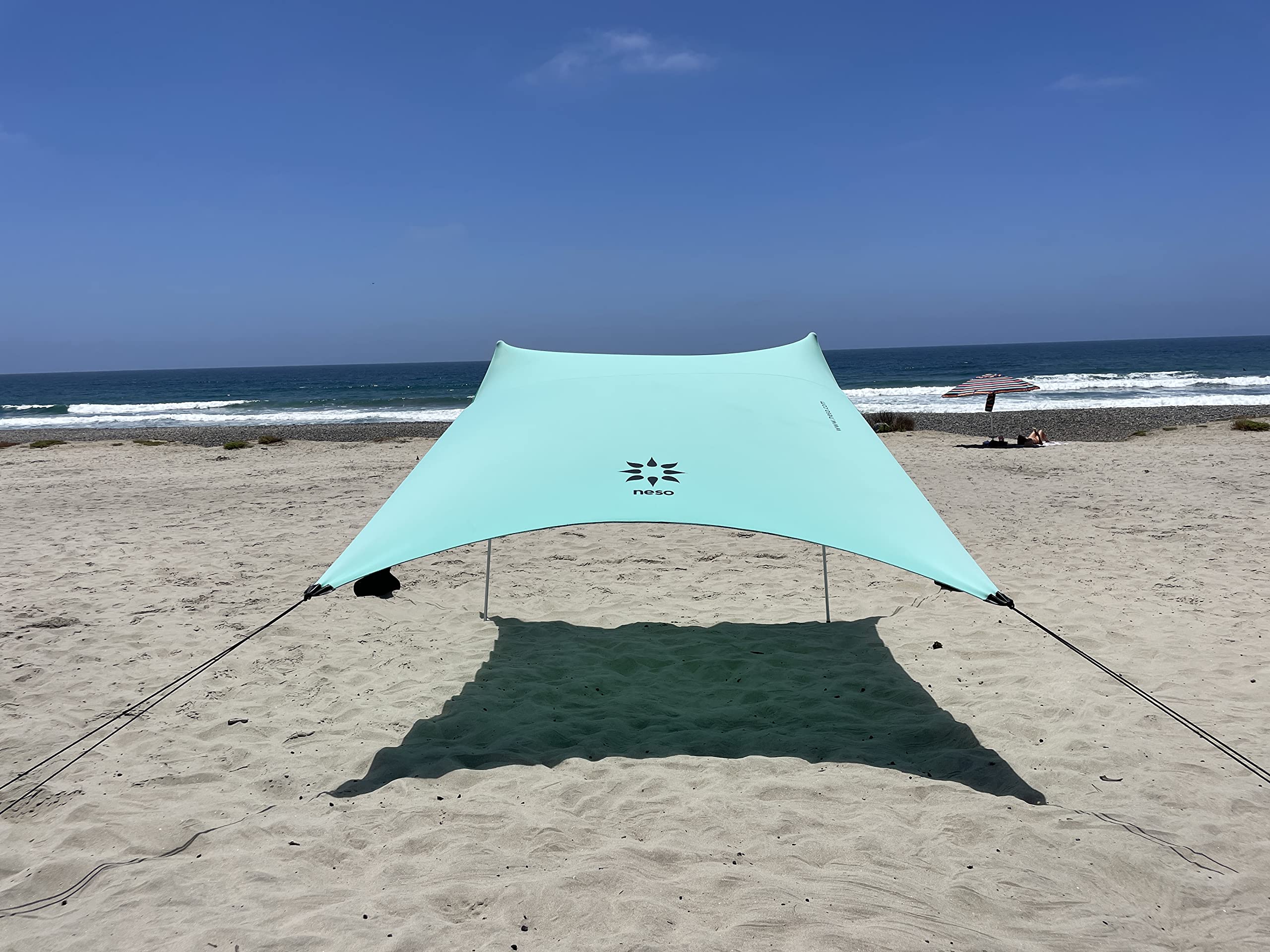 Neso Tents Beach Tent with Sand Anchor, Portable Canopy Sunshade - 7' x 7' - Patented Reinforced Corners (Seafoam)