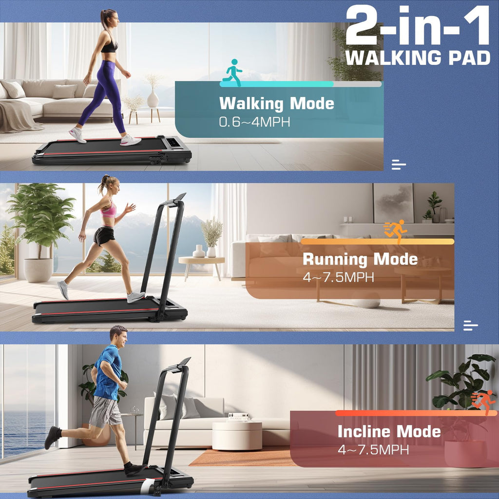 Ancheer Folding Treadmill With Incline, 2.5Hp Under Desk Treadmill For Home, 300Lbs Low Noise Walking Pad With Remote Control An