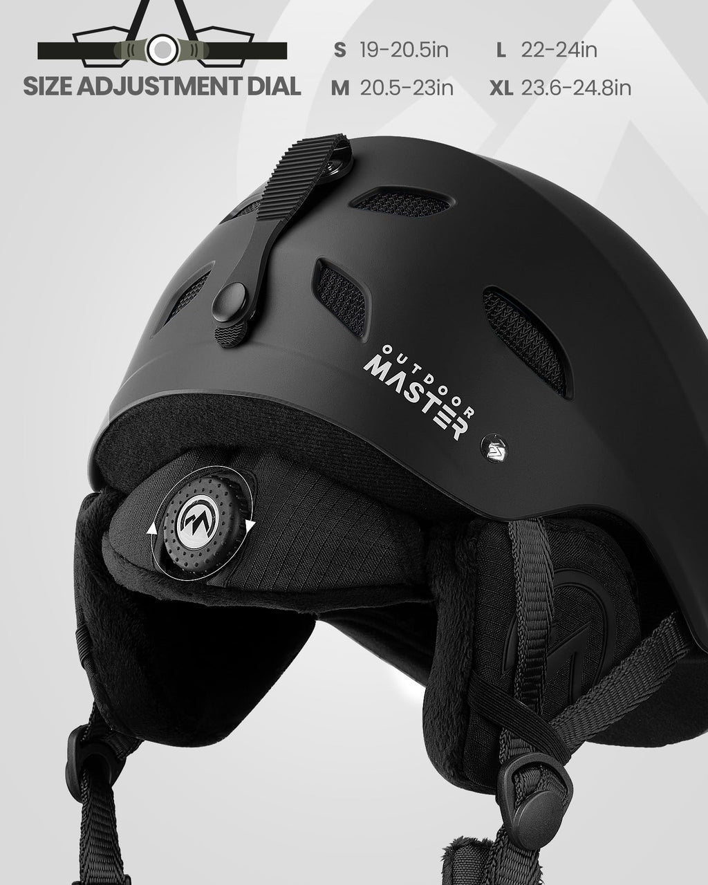 OutdoorMaster Kelvin Ski Helmet - Snowboard Helmet for Men, Women & Youth (Black,XL)