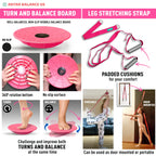 Leg Stretching Strap And Ballet Balance Board, 2 Pc. Set, Stretching, Disc Core Trainer And Flexibility Equipment For Dance, Gym