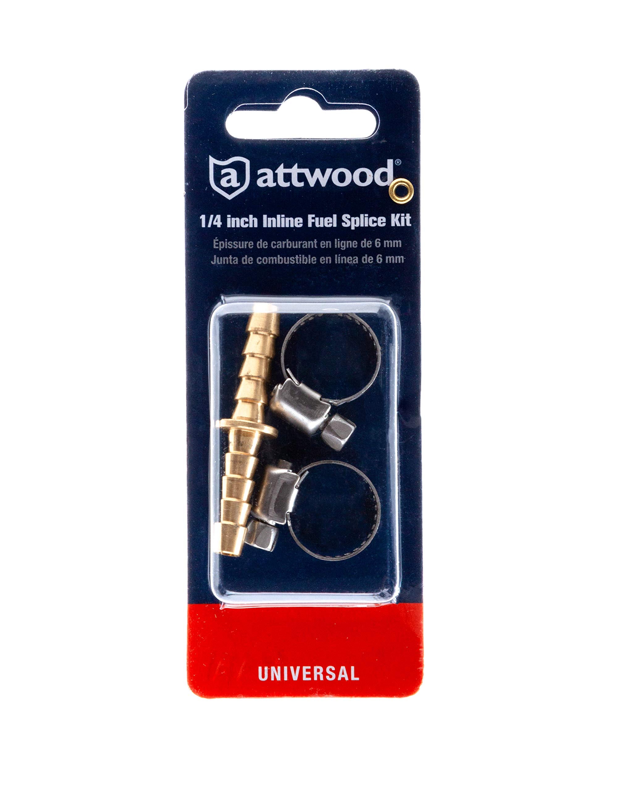 Attwood 11822-6 Universal Brass In-Line 1/4-Inch Fuel Splice Kit