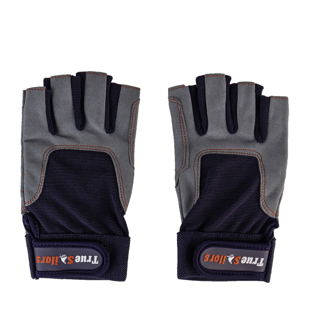 Mrx Boxing & Fitness Sailing Gloves With 3/4 Finger And Grip For Men And Women, Great For Kayaking, Workouts And More (Blue/Grey