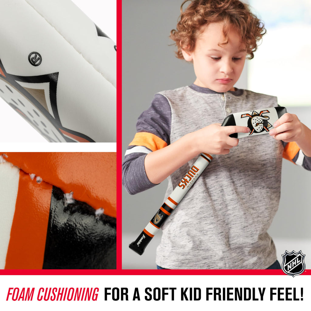Franklin Sport Anaheim Ducks Nhl Mini Soft Hockey Stick Set - Great Toy For Kids- Nhl Team Soft Foam Mini Knee Hockey Stick And