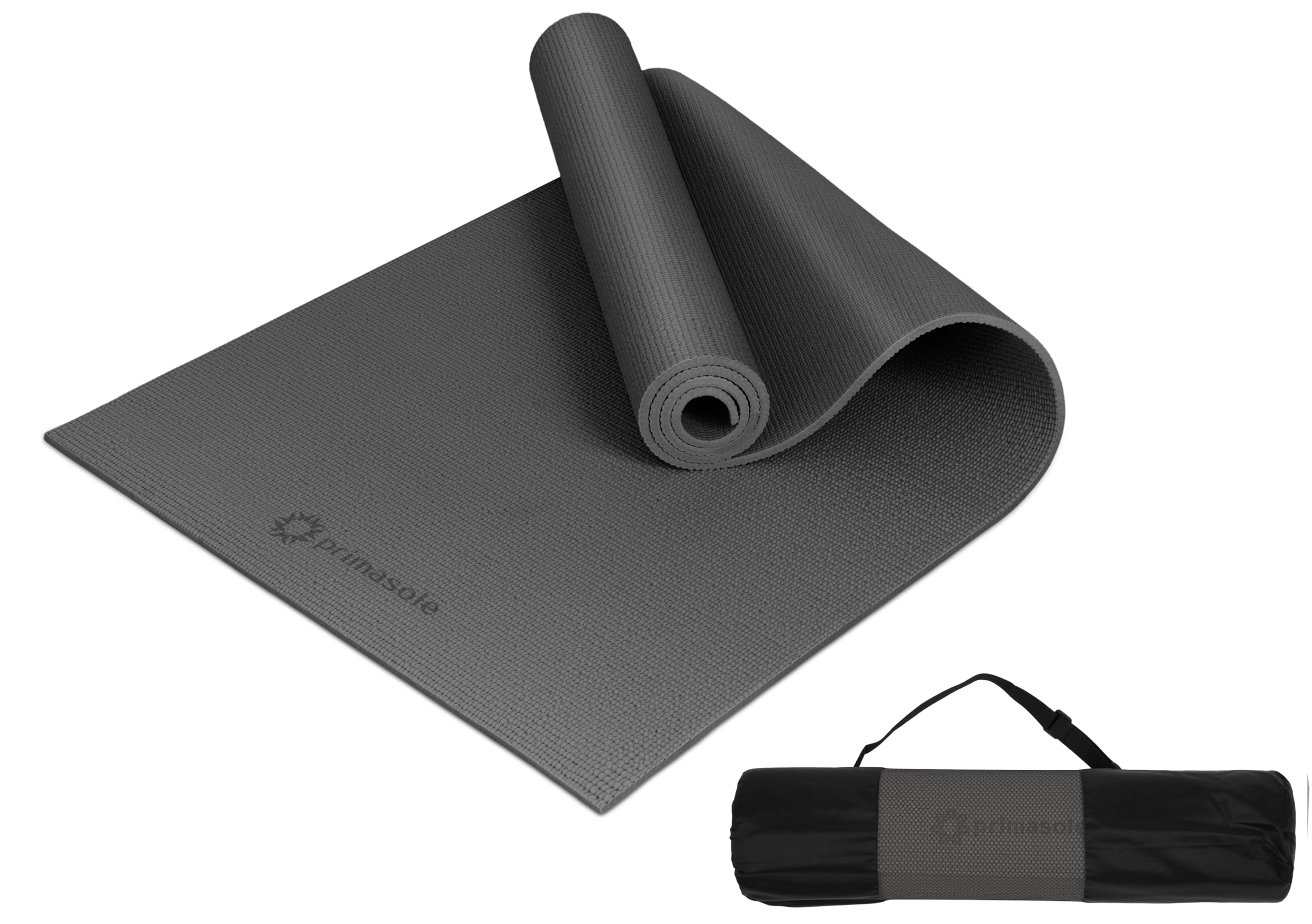 Primasole Yoga Mat With Carry Strap For Yoga Pilates Fitness And Floor Workout At Home And Gym 1/3 Thick (Black Color) Pss91Nh04