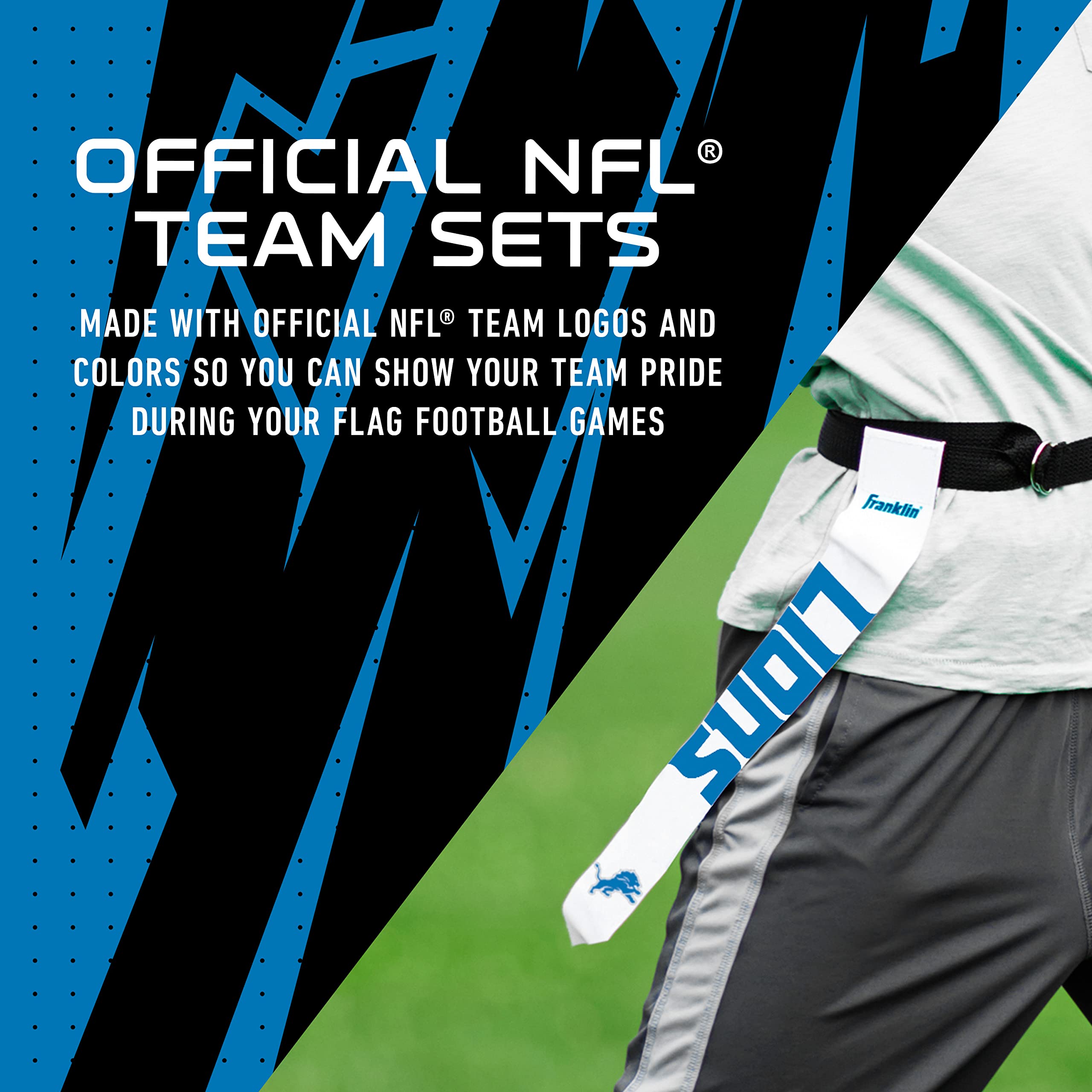 Franklin Sports Nfl Detroit Lions Flag Football Sets - Nfl Team Flag Football Belts And Flags - Flag Football Equipment For Kids