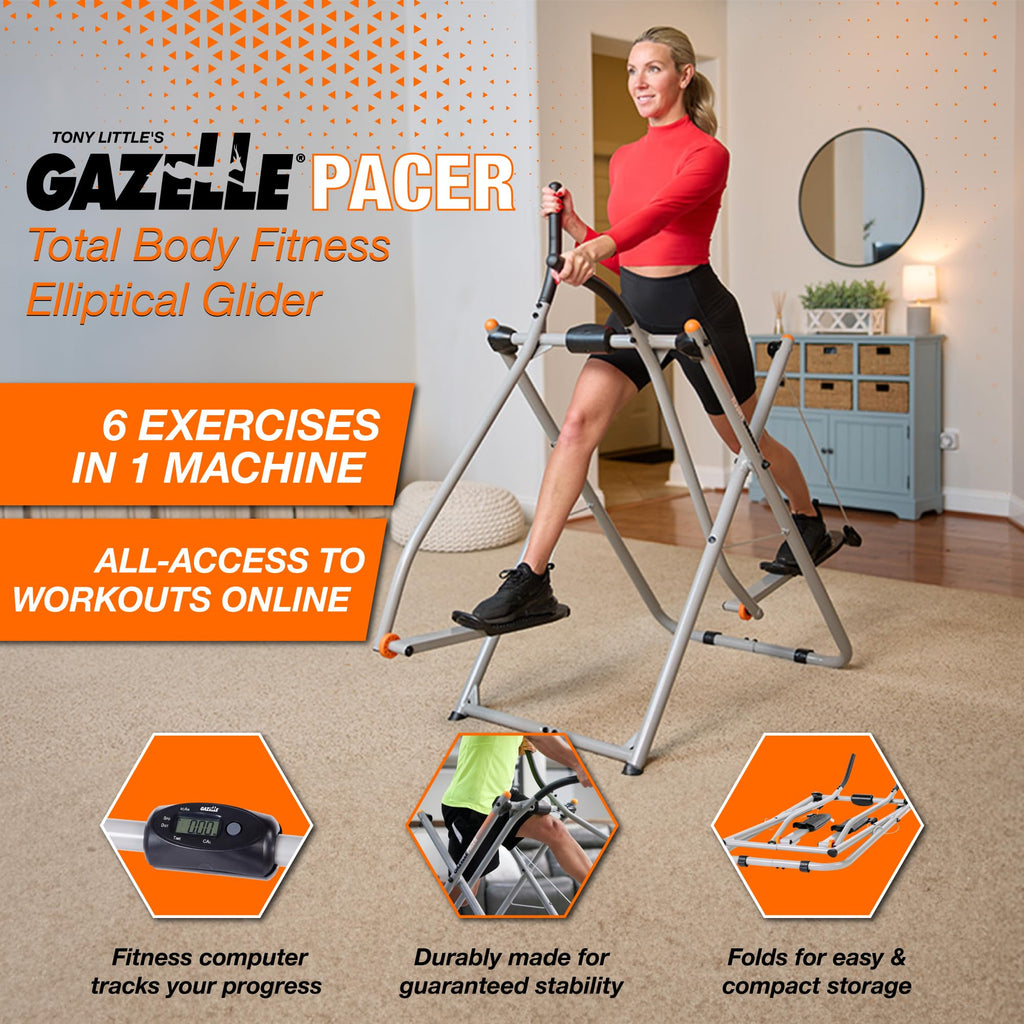 Gazelle Tony Little Pacer Total Body Fitness Workout Exercise Elliptical Glider Supports Up To 250 Pounds With Low Impact Design