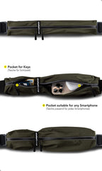 Fitgriff Running Belt For Men & Women - Secure Jogging Pouch For Phone, Keys & Essentials - For All Cell Phones (Army Green, 33.