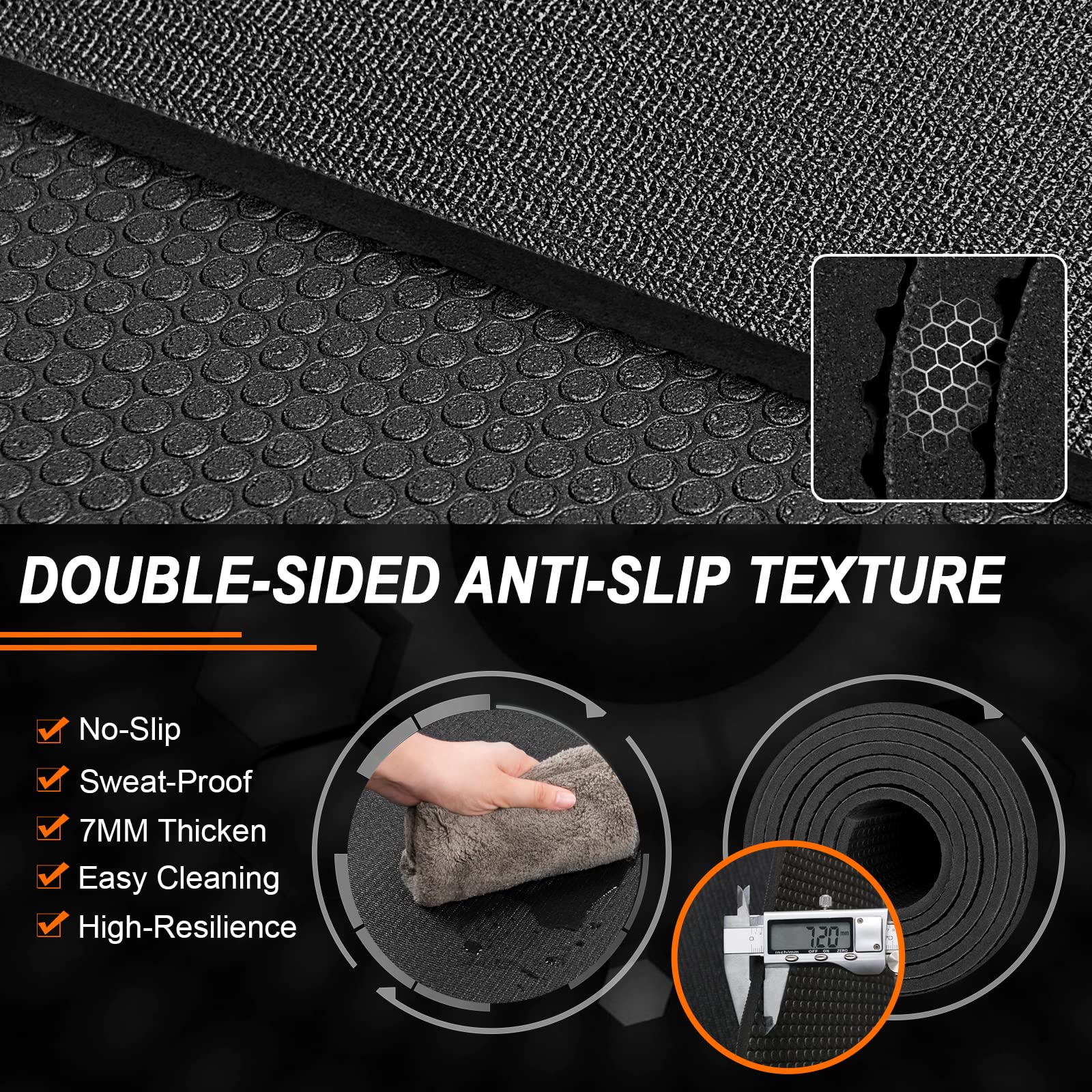 Anngrowy Large Exercise Mat 6'X4'X7Mm Workout Mats For Home Gym Mats Gym Flooring Rubber Workout Mat Fitness Mat Large Yoga Mat