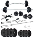Kore Pvc 20 Kg Home Gym Set With One 5 Ft Plain + One 3 Ft Curl Rod And One Pair Dumbbell Rods, Multicolour