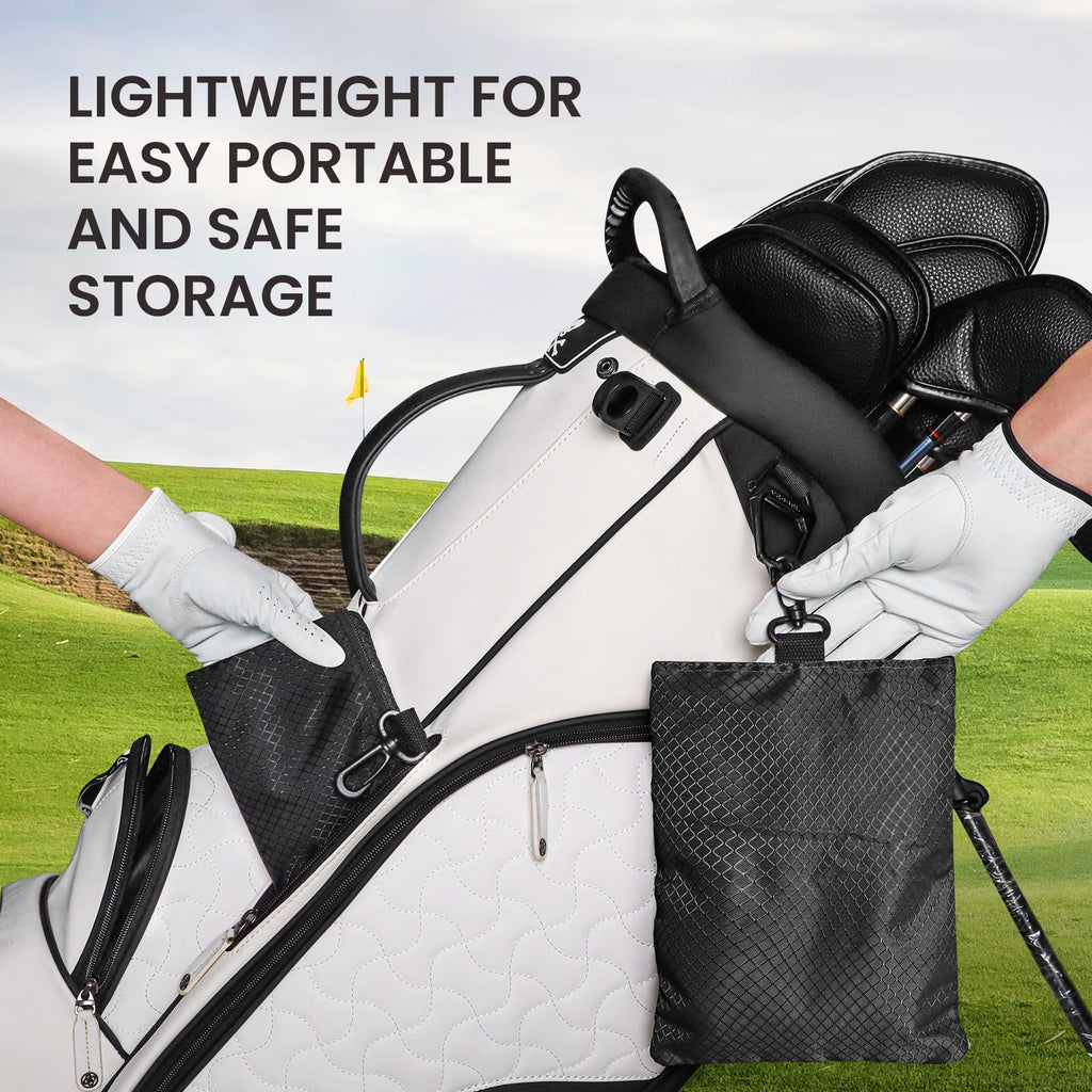 Finger Ten Golf Pouch Bag For Valuables Tee Color With 4 Golf Pencil Pack, Zippered Pocket Gear Clip Hook To Bag (Black Pouch Ba