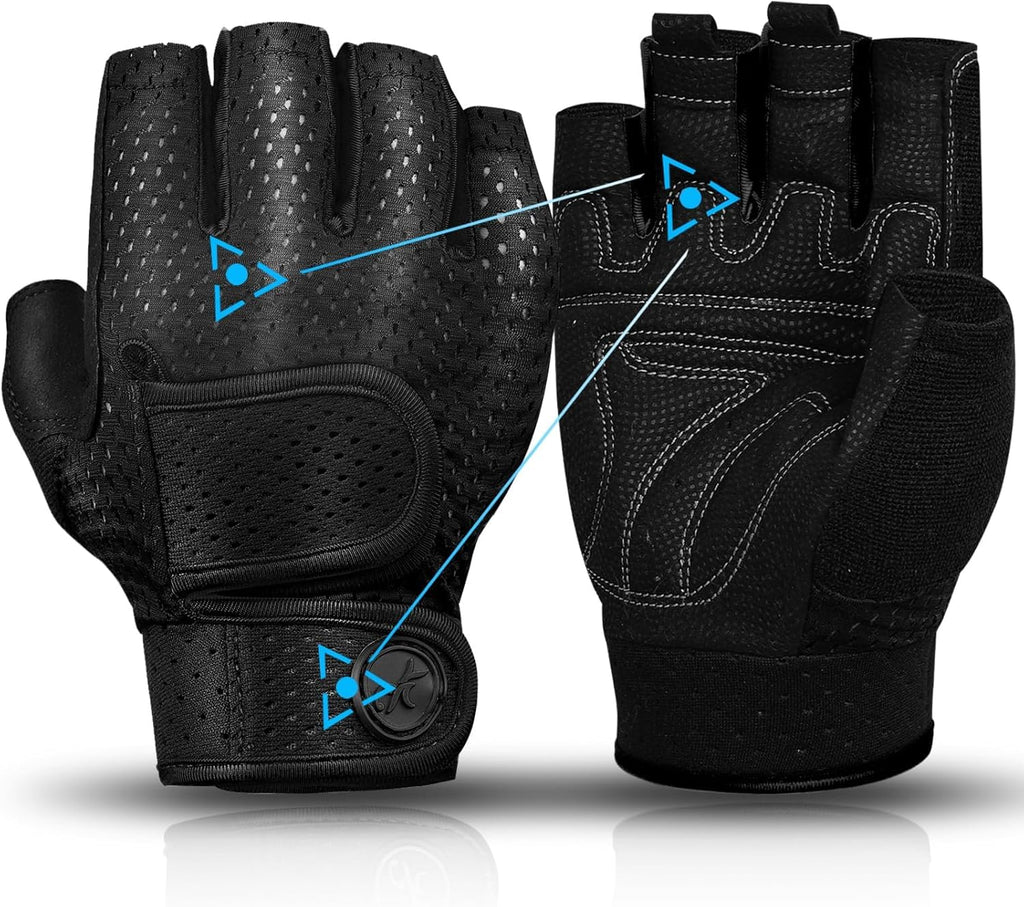 Moreok Workout Gloves Padded Weight Lifting Gloves For Men/Women, [3Mm Gel] Fingerless Grip Gym Gloves Fitness Gloves Black-Xl