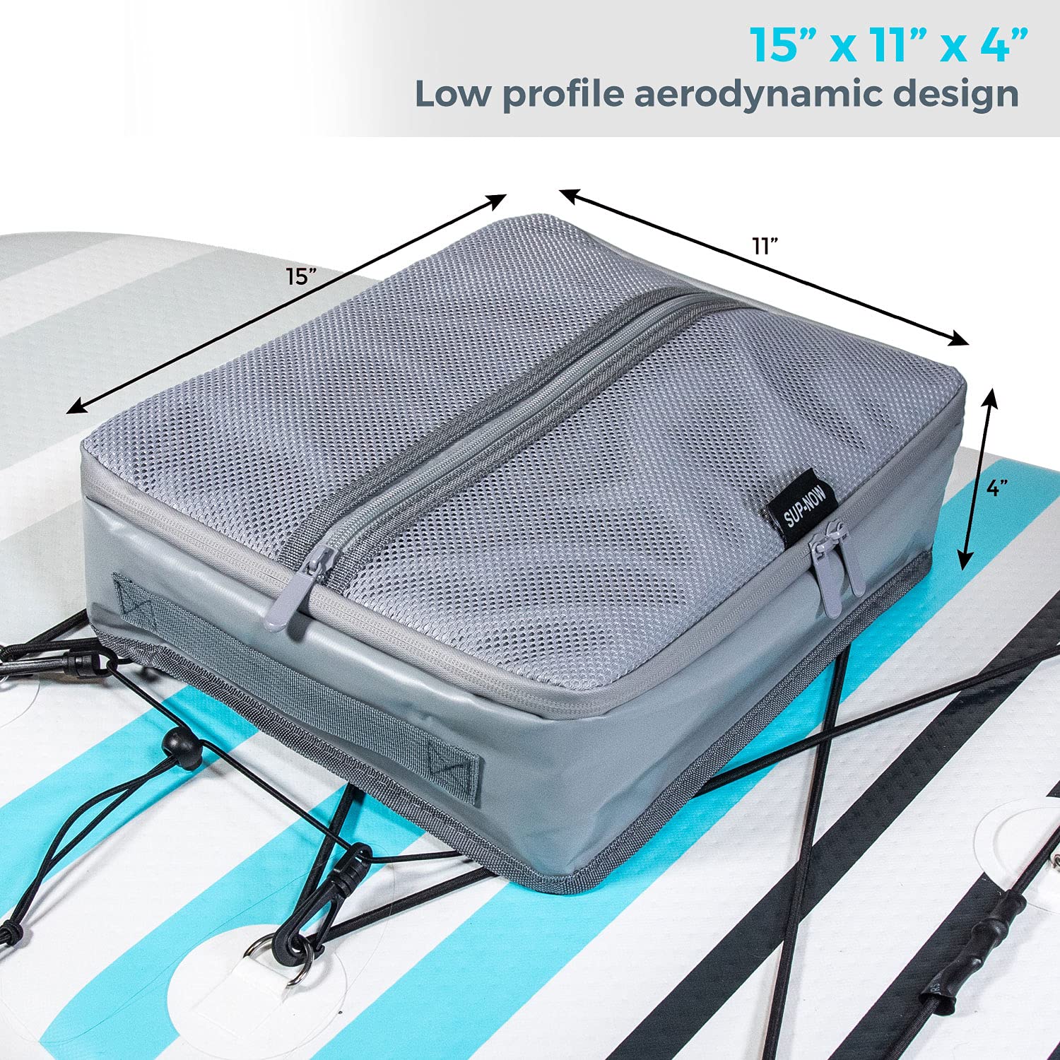 Sup-Now Stand Up Paddle Board Cooler Water Resistant Paddleboard Accessory Deck Bag W/Mesh Top (Gray)