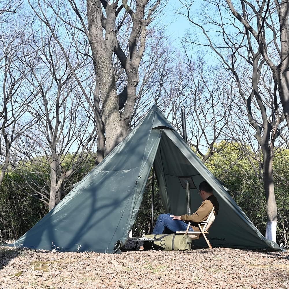 Hot Tent With Stove Jack And Snow Skirt,6.89Ft Standing Room,2~4 Person, Tipi Tent For Family Hiking,Fishing,Hunting,Backpacking
