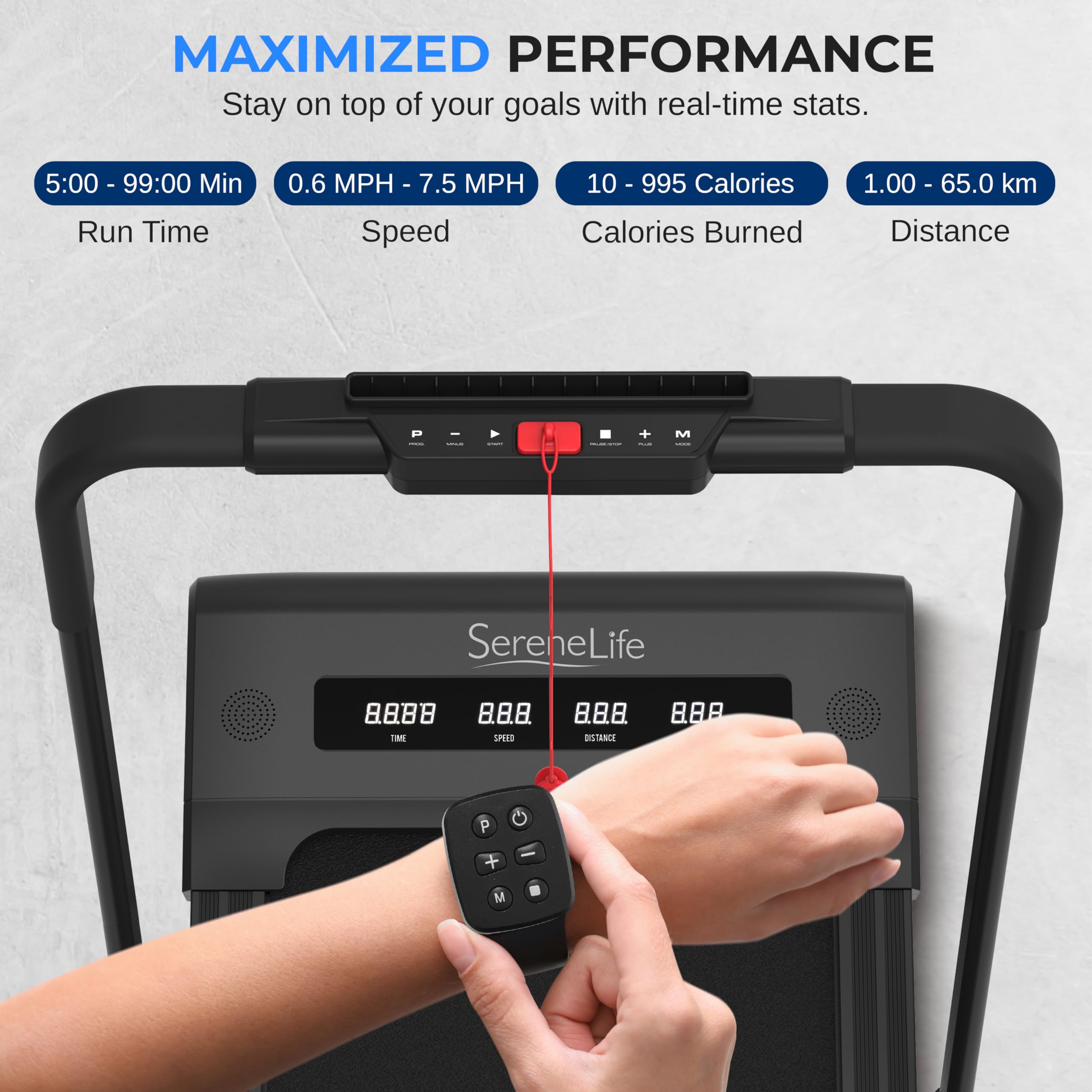 Serenelife Foldable 2 In1 Treadmill & Walking Pad With Remote Control, Speed 7.6 Mph Compact Under Bed, 2.5 Hp, App Support, Eas