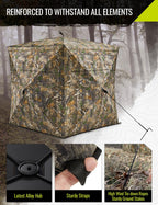 Tidewe Hunting Blind 270See Through With Carrying Bag, 3-4 Person Pop Up Ground Blinds, Portable Resilient Hunting Tent (Forest