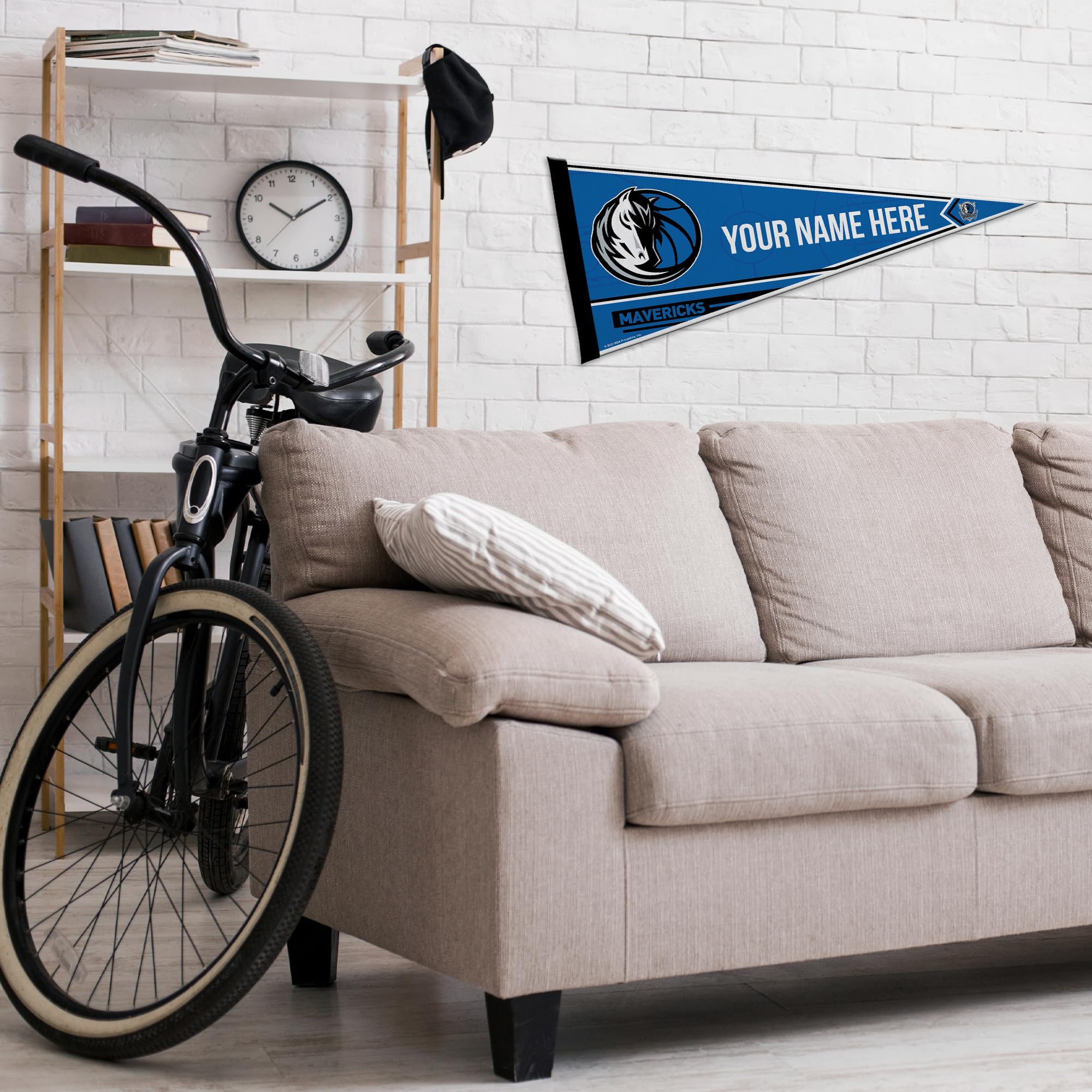 Rico Industries Nba Basketball Dallas Mavericks Personalized - Custom 12'' X 30'' Soft Felt Pennant - Ez To Hang