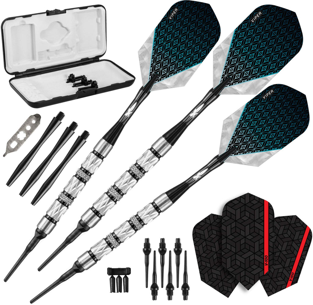 Viper Diamond 90% Tungsten Soft Tip Darts With Storage/Travel Case, Black Rings, 18 Grams